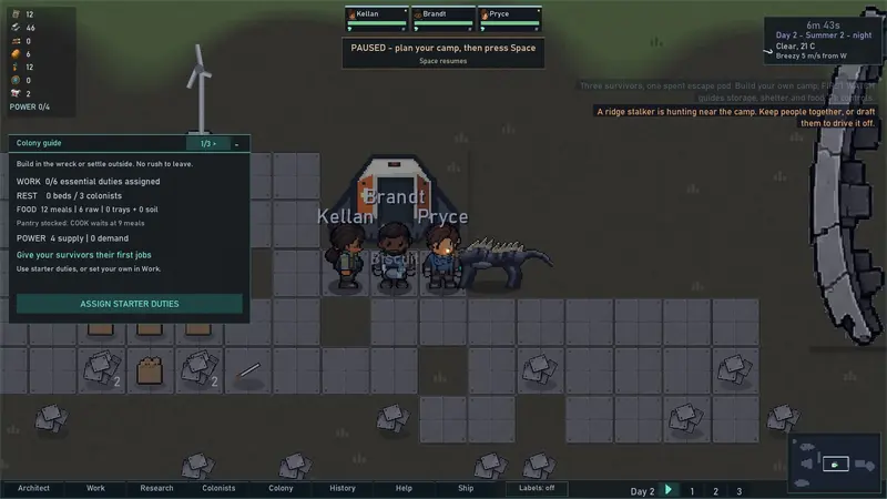 A ridge stalker approaching three survivors at night.