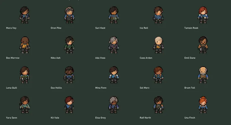Twenty survivor designs assembled from modular parts.