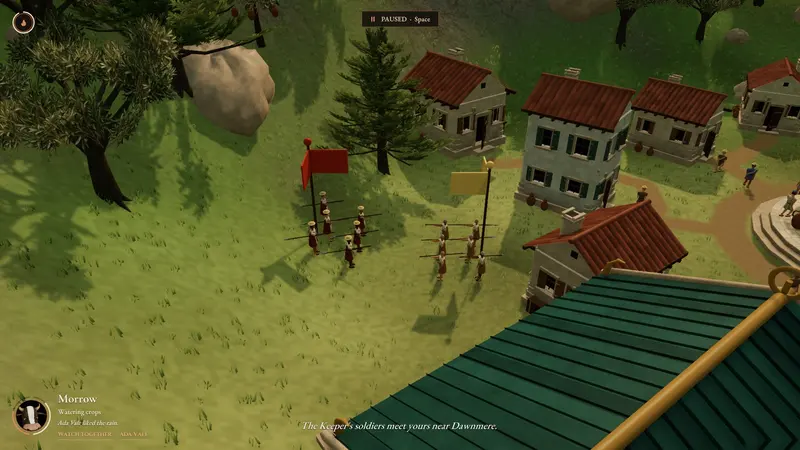 Two platoons meet outside a village.