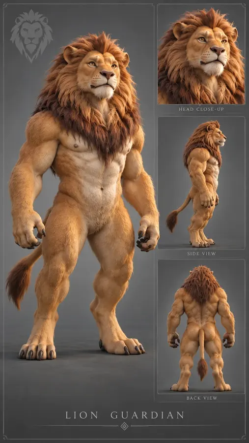 Where it starts: a concept turnaround sheet for the lion.