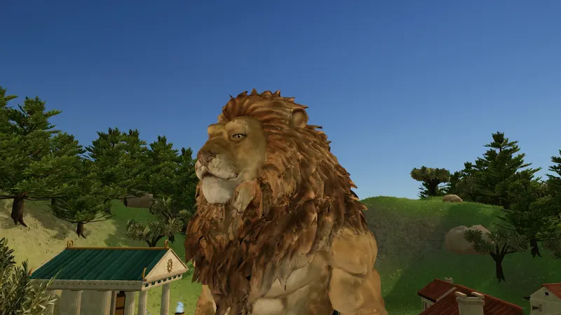 The lion giant, eye to eye.