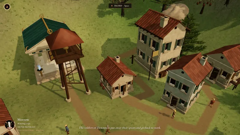A watchtower and a barracks.
